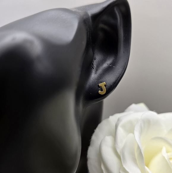 DAINTY INITIAL GOLDEN STERLING SILVER STUDS - Picture 14 of 16